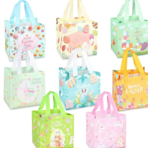 8 x Easter Egg Hunt Bags with Handles, Bunny Carrot Chick Egg Bags